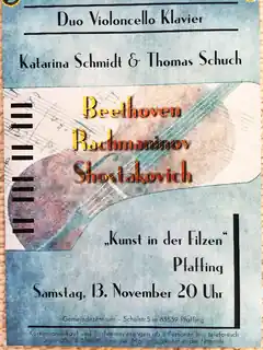 Ein Ehepaar mit Violoncello und Klavier