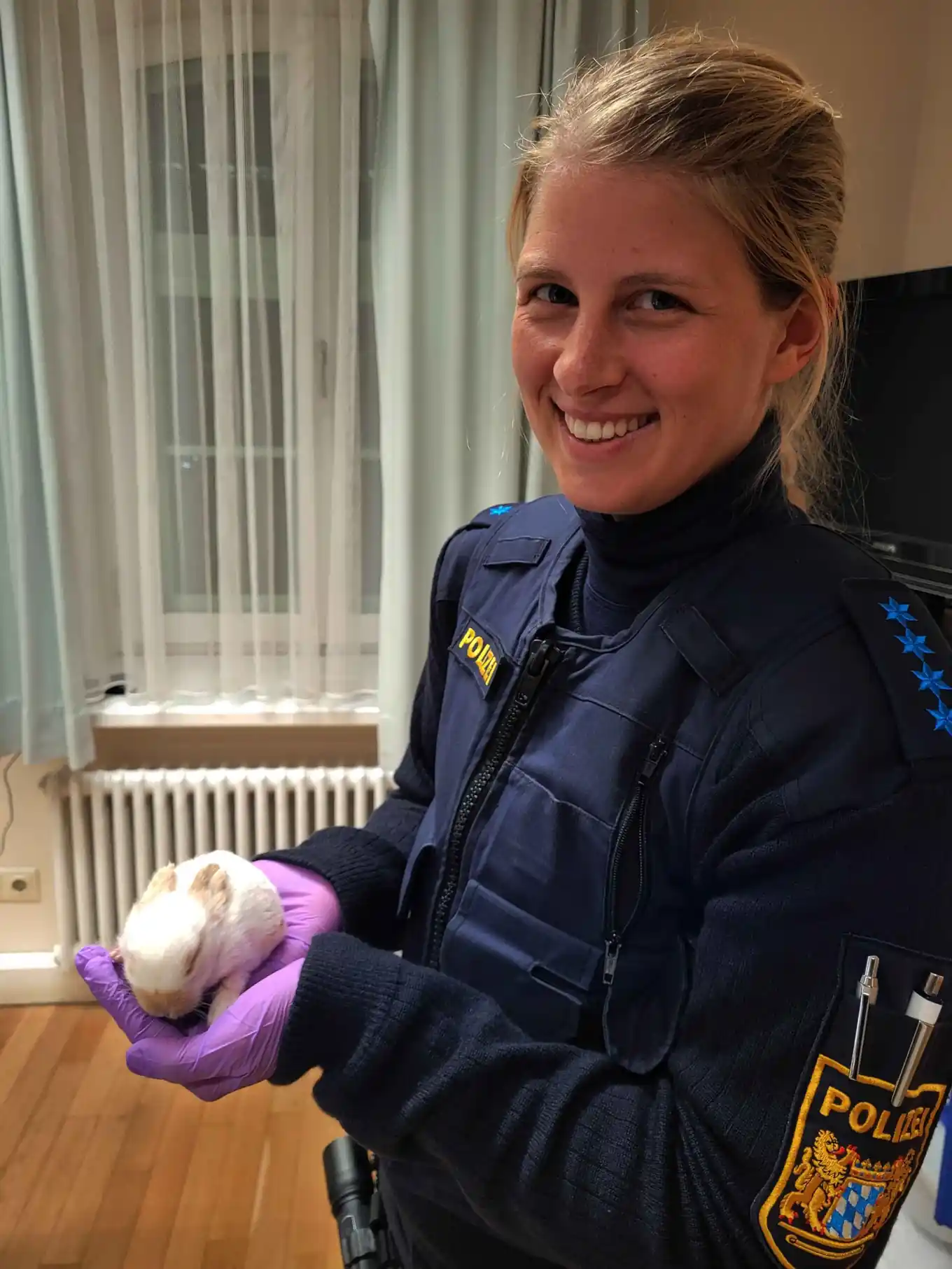 Polizei rettete in der Nacht ein Baby-Kaninchen