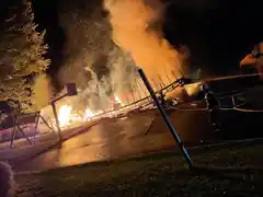 Geräteschuppen wird Raub der Flammen