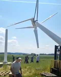 Das Windrad steht