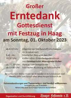 Erntedank zum Haager Herbstfest