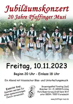 „Pfaffinger Musi“ feiert am Freitag Geburtstag
