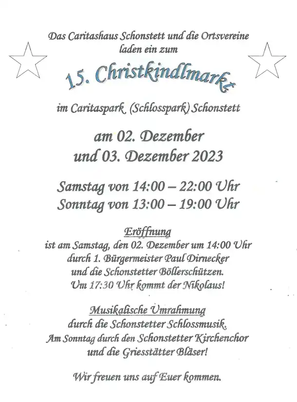 15. Christkindlmarkt in Schonstett