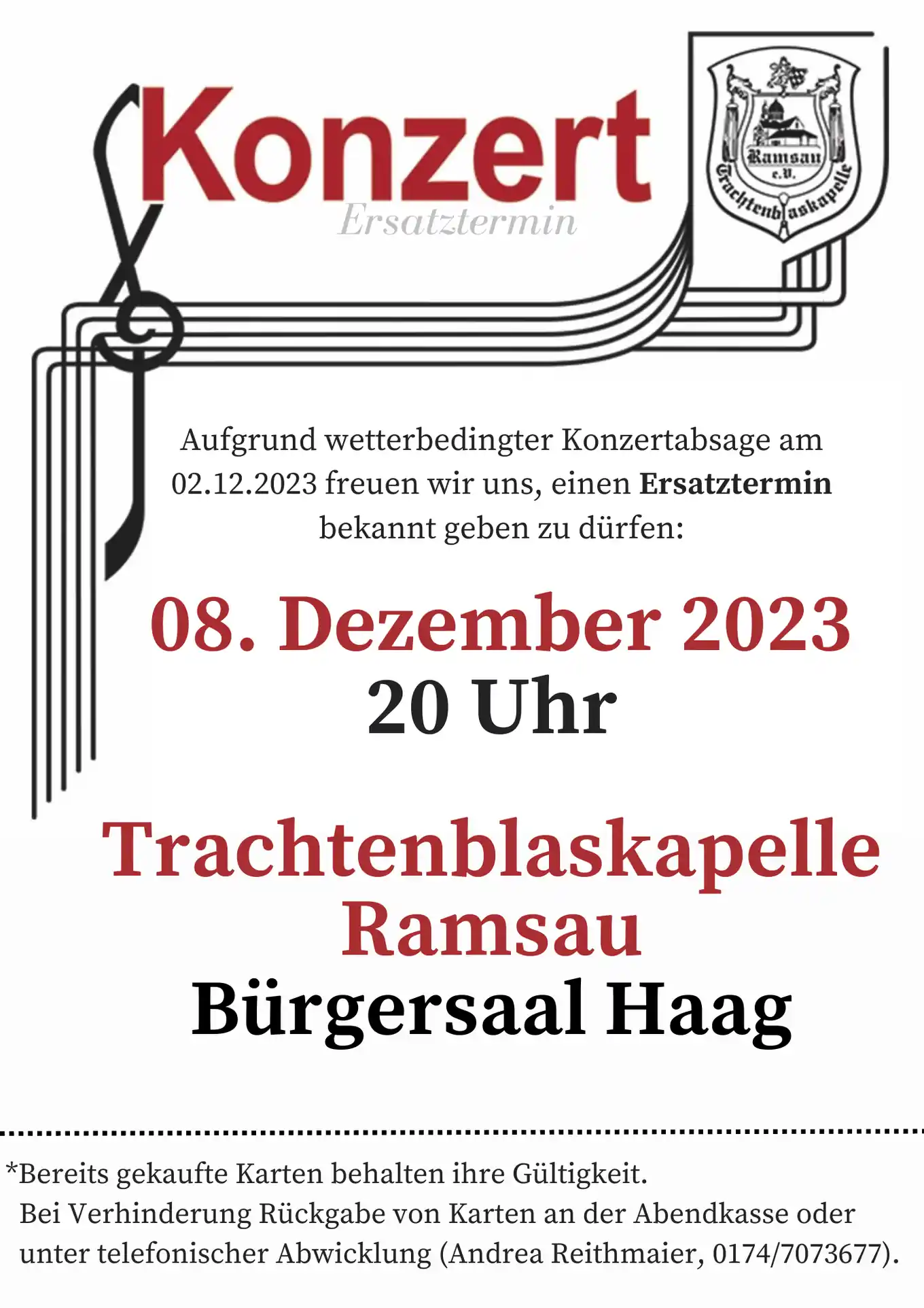 Ersatztermin fürs Konzert ist der Freitag