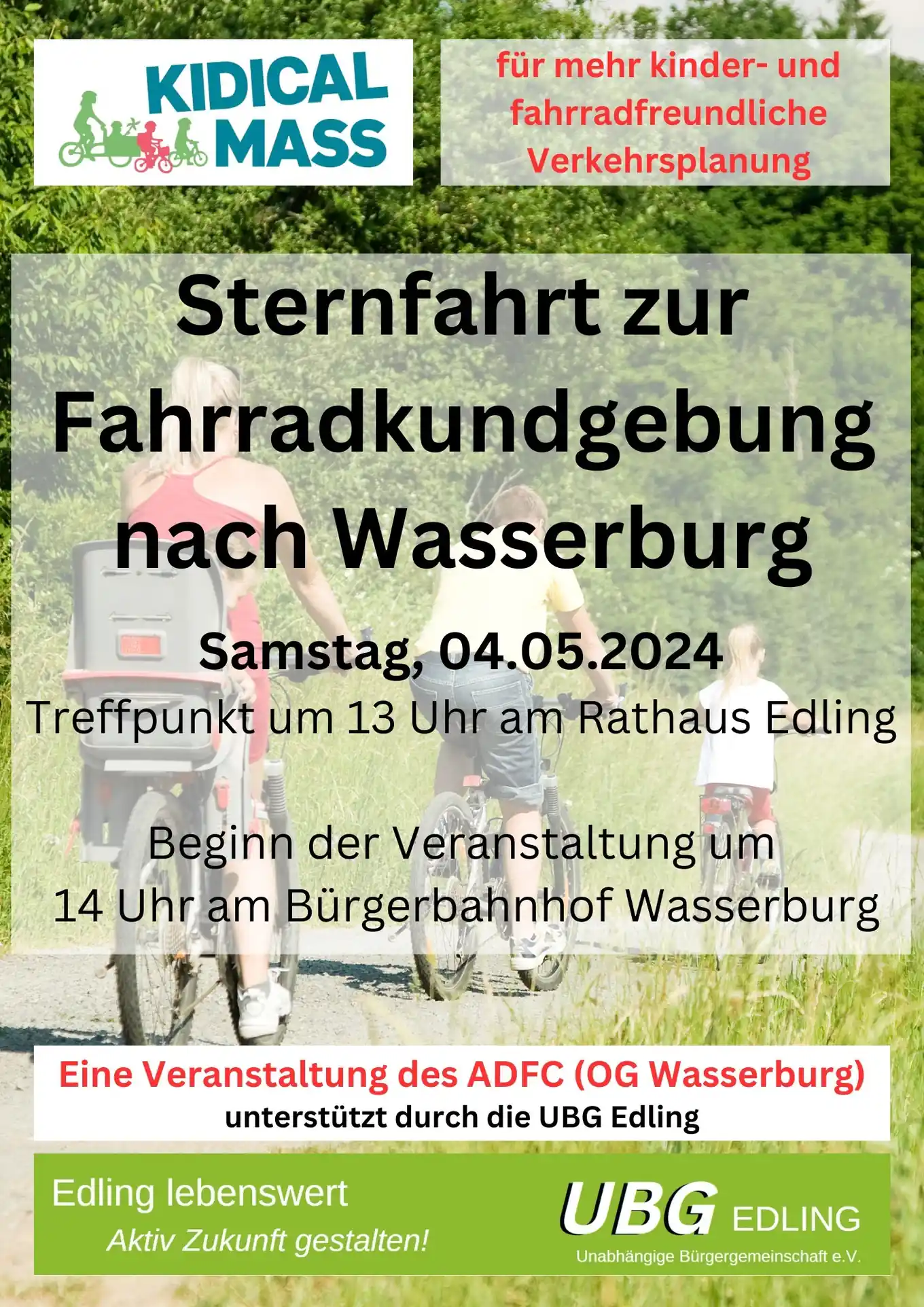 Auch Edling radelt zur Demo in Wasserburg
