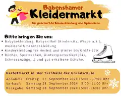 Benefiz-Markt für Kindersachen am Samstag