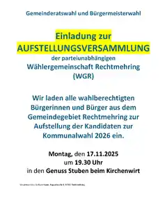 Aufstellungsversammlung in Rechtmehring