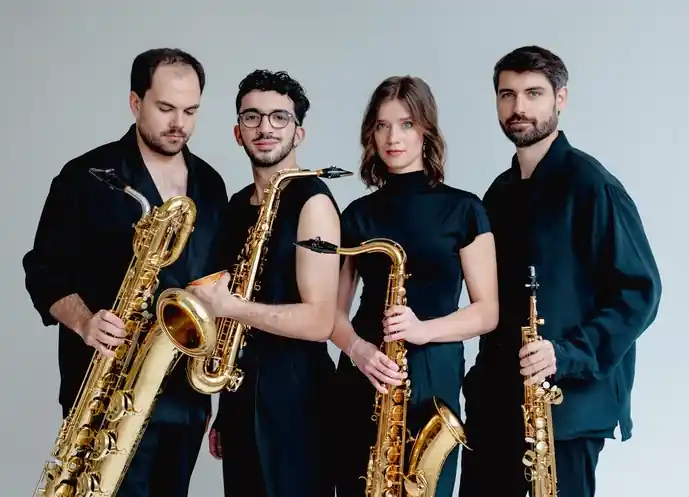 Ein Saxophon-Quartett im Rathaussaal
