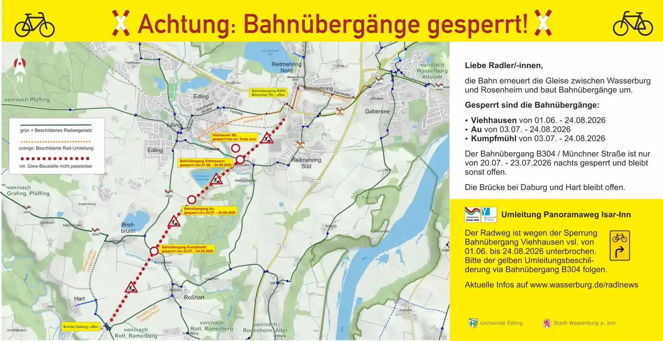 Ab heute Bahnübergang „Viehhausen“ gesperrt