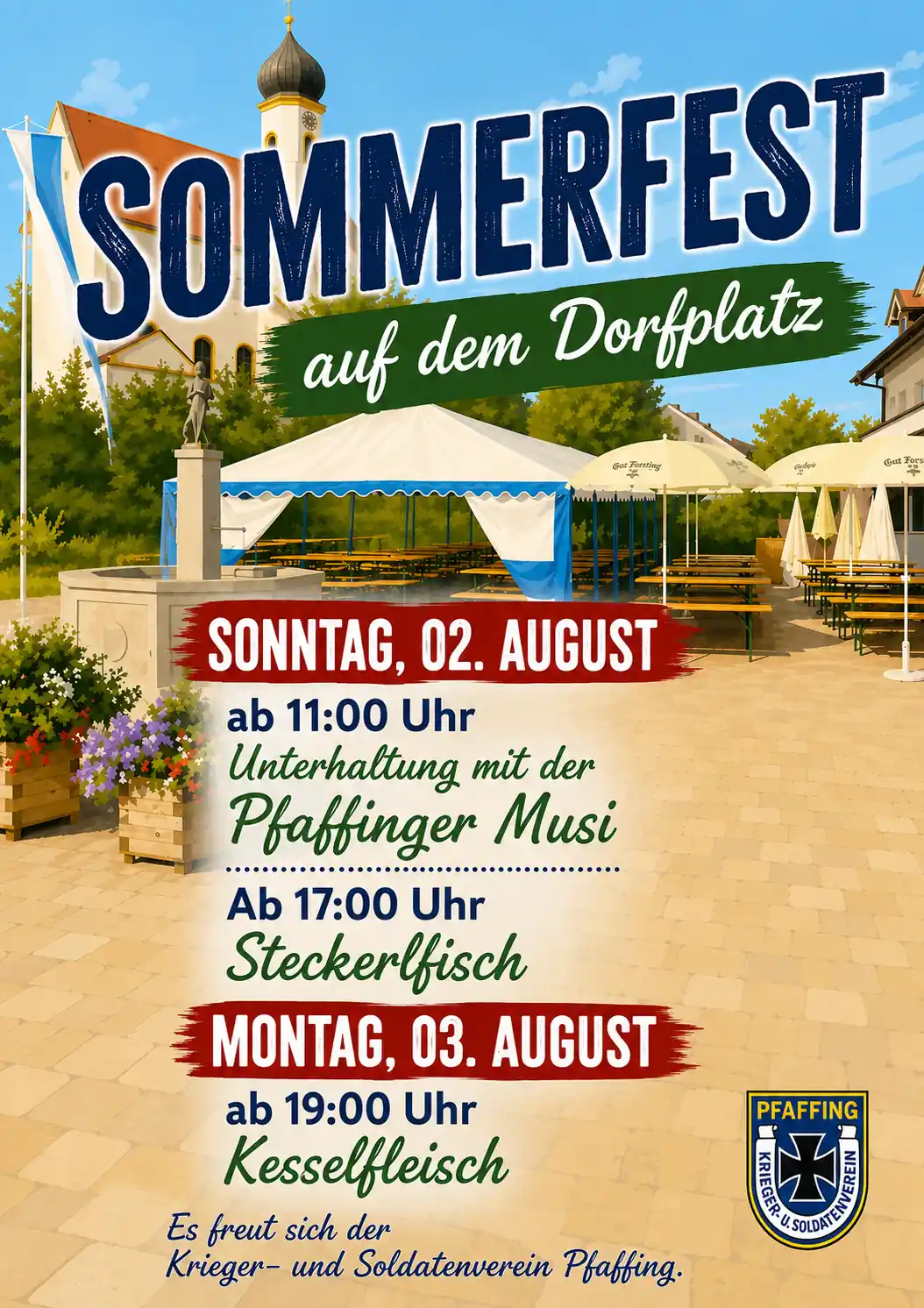 Morgen gemeinsam auf dem Dorfplatz