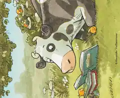 Kuh Lieselotte in der Buchhandlung „Fabula“